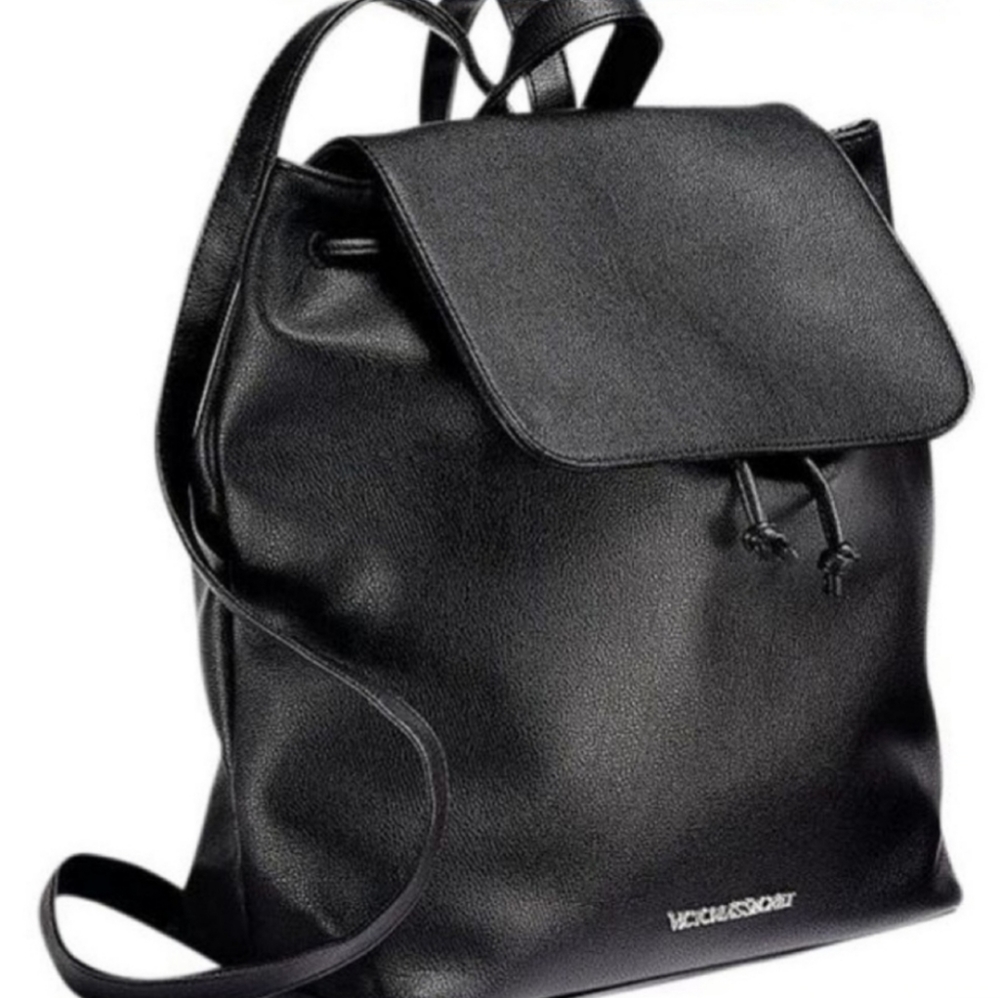 Victoria's Secret Backpack Purse Tote Black Faux L